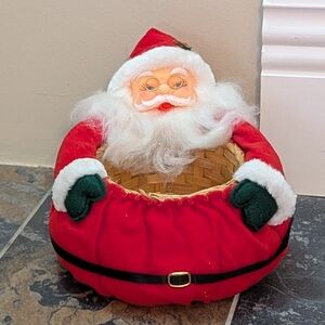 Santa Claus Handcrafted Vintage Basket Bowl